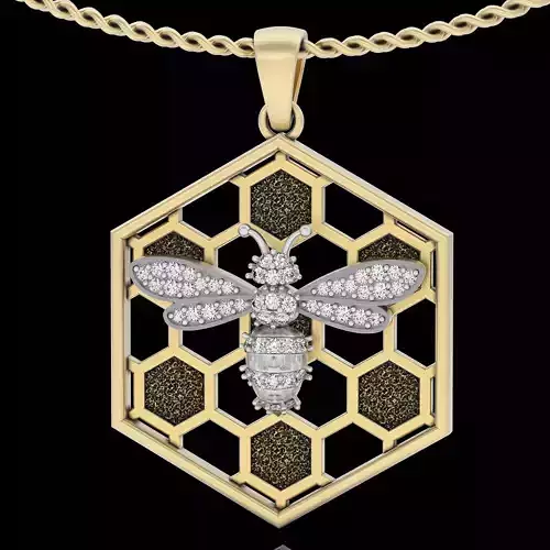 Bee pendant silver gold jewelry 3D printable 3D model