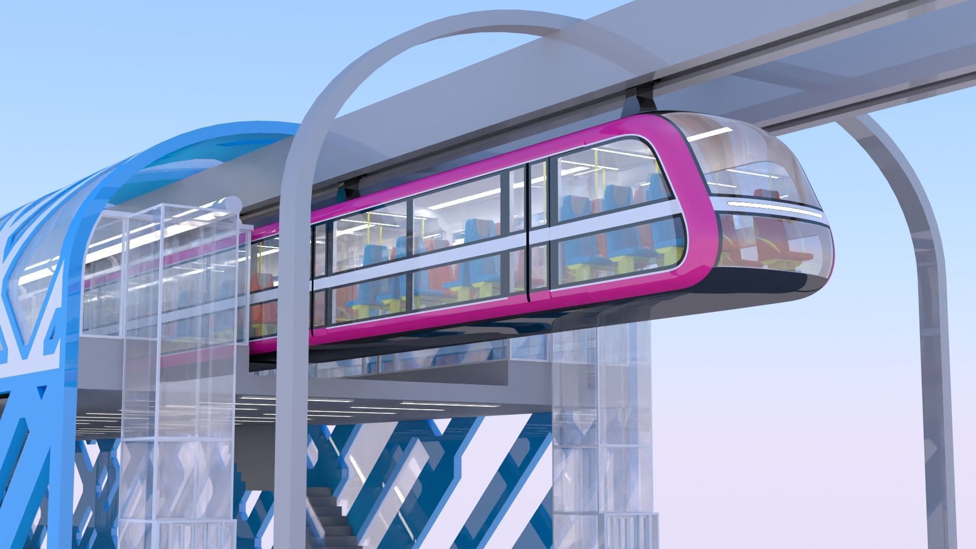 Elevated train station II 3D model_1
