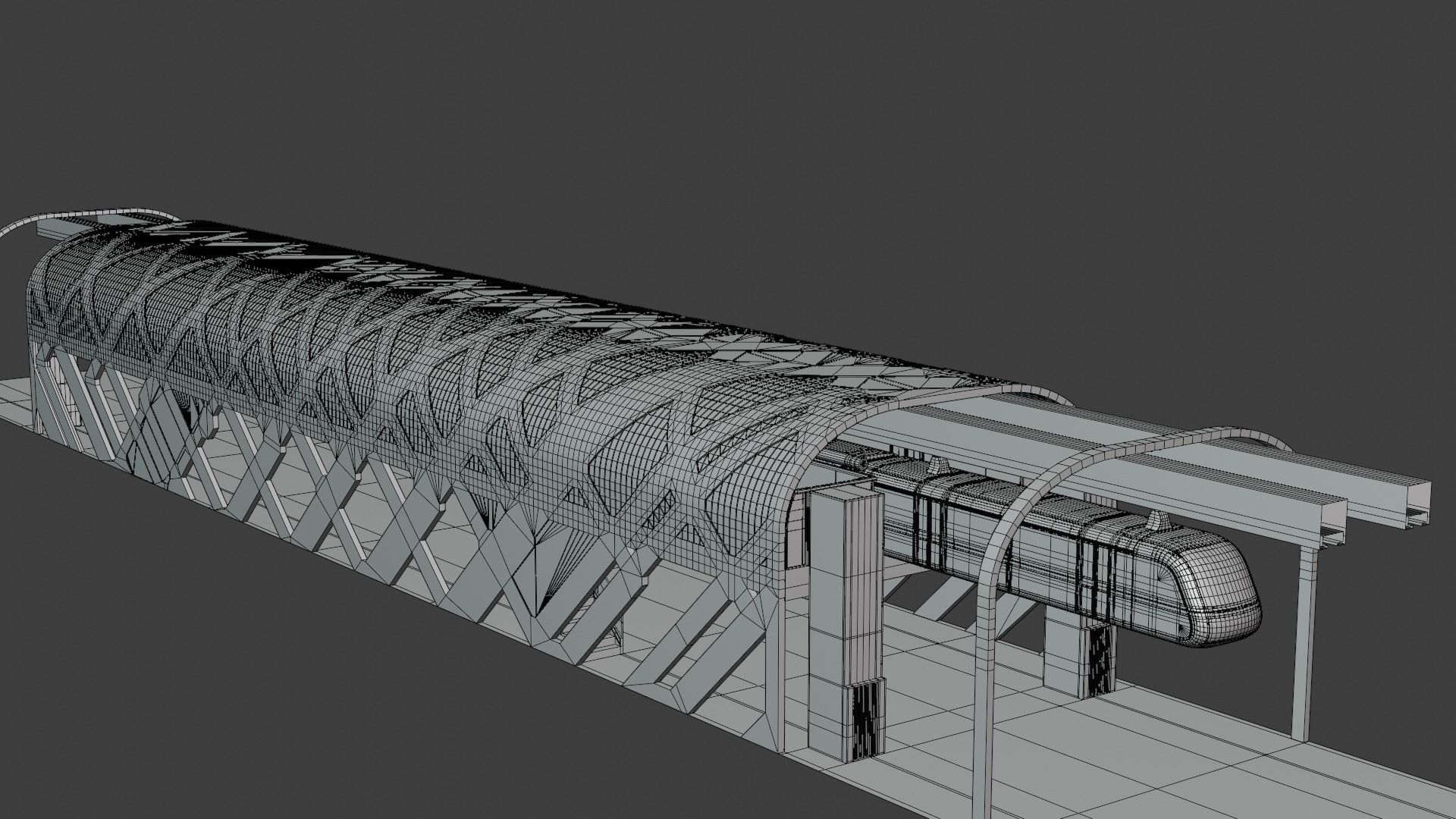 Elevated train station II 3D model_7