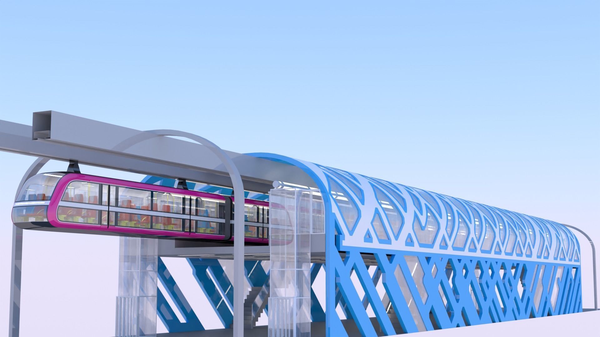Elevated train station II 3D model_2