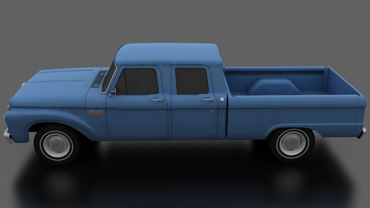 F-Series F-250 CrewCab Pickup 1965 Low-poly 3D model_1