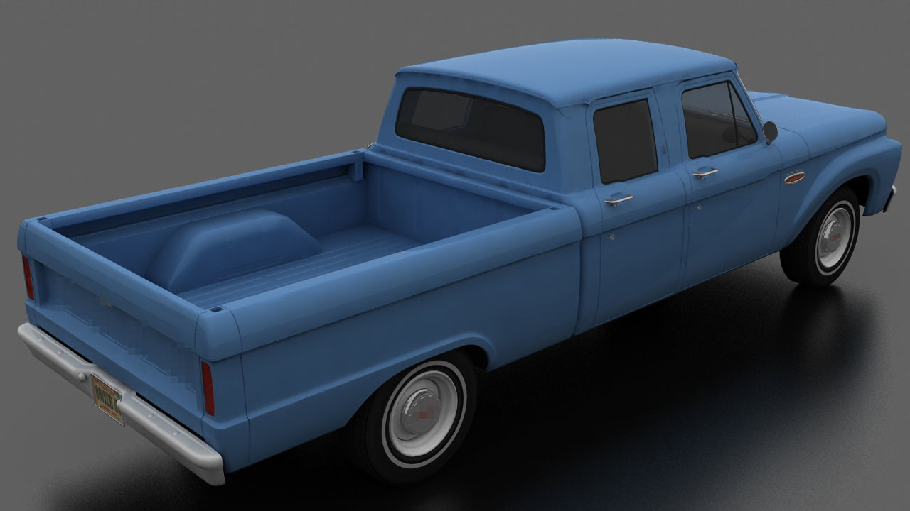 F-Series F-250 CrewCab Pickup 1965 Low-poly 3D model_4