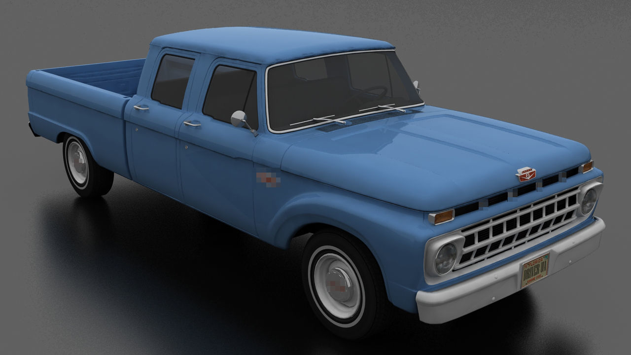F-Series F-250 CrewCab Pickup 1965 Low-poly 3D model_6