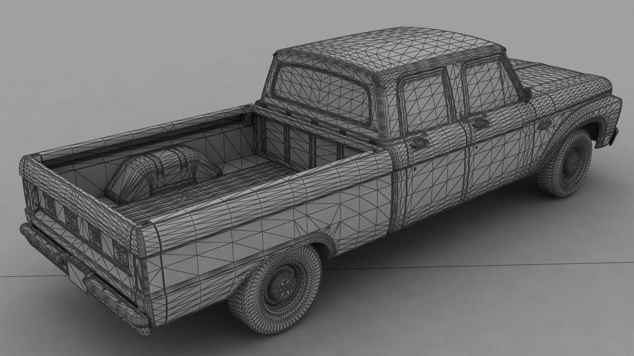 F-Series F-250 CrewCab Pickup 1965 Low-poly 3D model_12