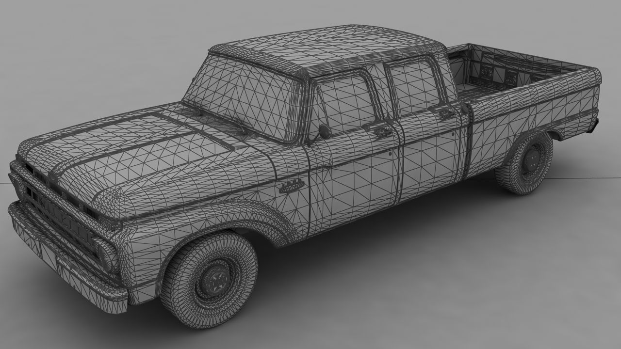 F-Series F-250 CrewCab Pickup 1965 Low-poly 3D model_11