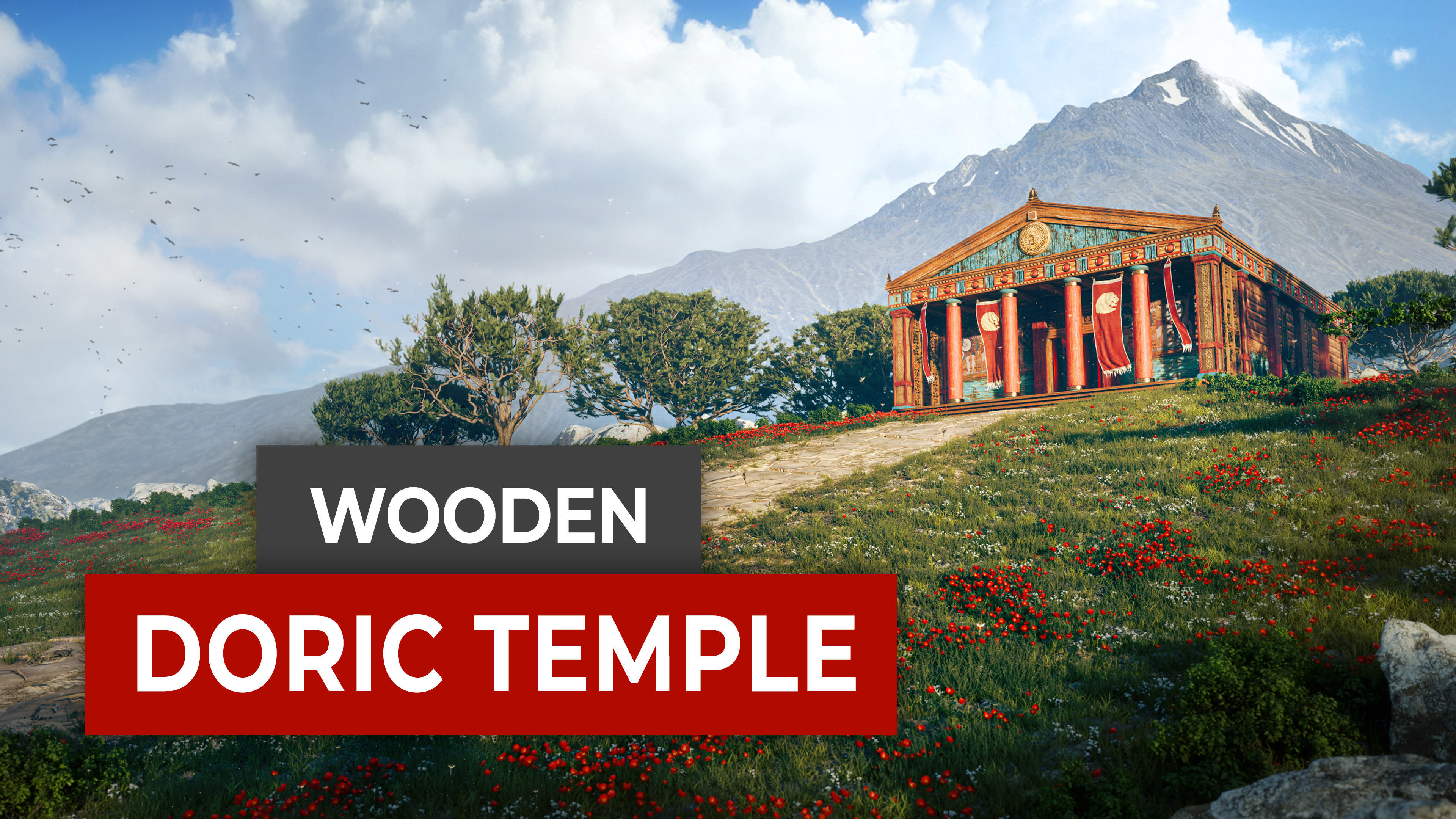 Ancient Greek Doric Wooden Temple Modular Pieces 3D model_8