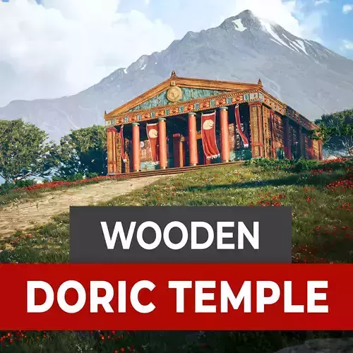 Ancient Greek Doric Wooden Temple Modular Pieces  3D model