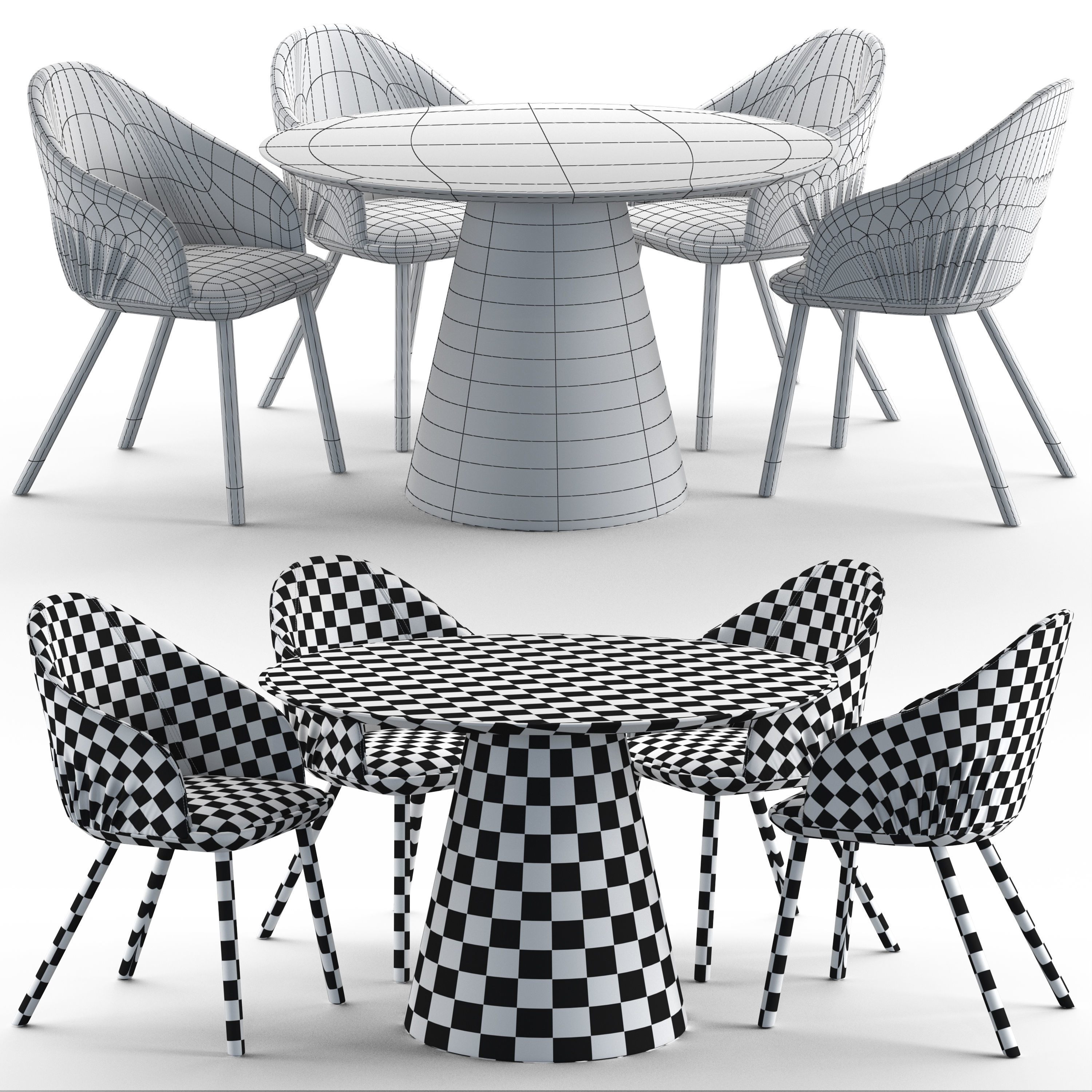 Montbel Rivoli Chair and Cono Table 3D model_6