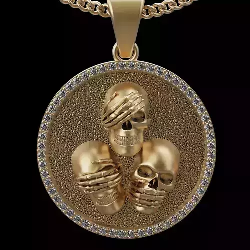 Skulls pendant silver gold jewelry printable 3D model