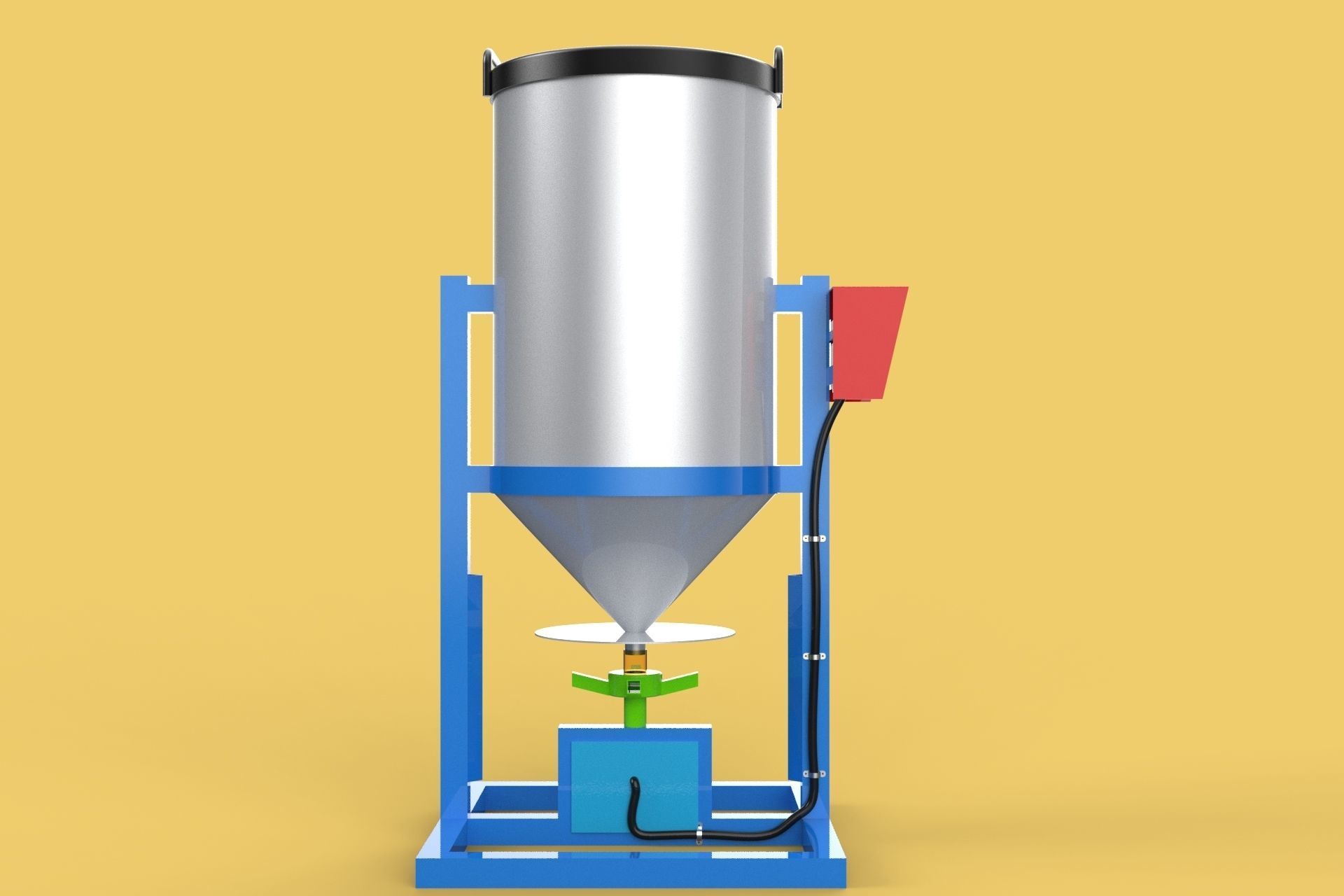 AUTOMATIC FISH FEEDER ROTARY SPREADER CENTRIFUGAL 3D model_3