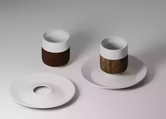 ceramic Coffee Mug Striped Shaped Cup With Wooden Anti skid 