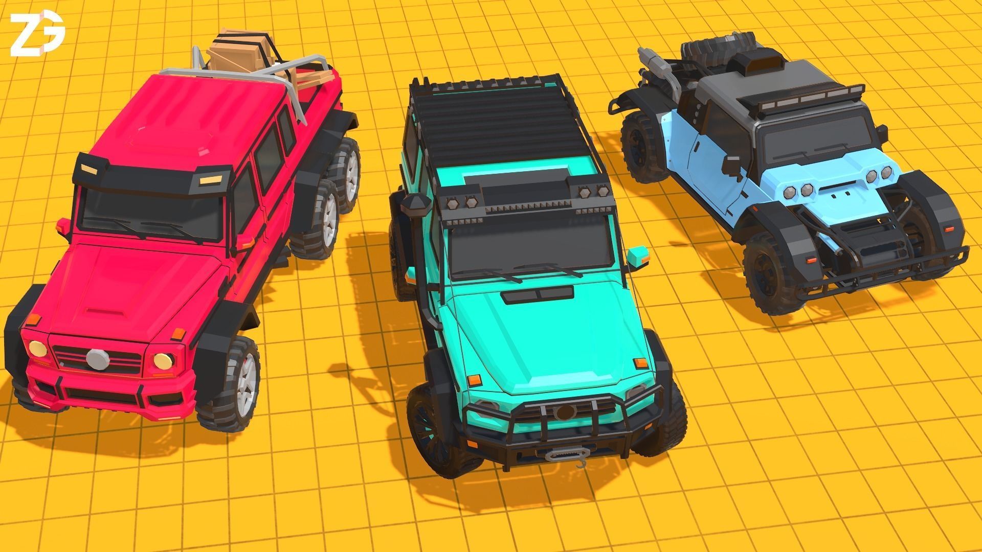 Offroad Jeeps Pack - SUVs Low-poly 3D model_2