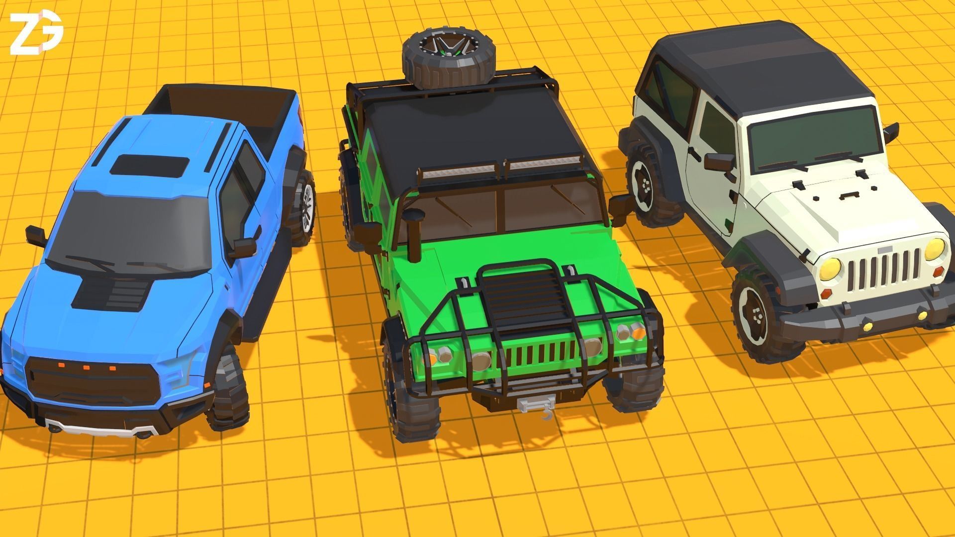 Offroad Jeeps Pack - SUVs Low-poly 3D model_3