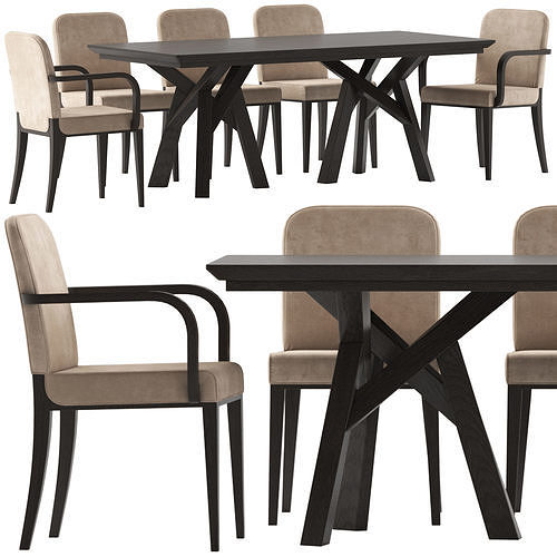 Montbel Opera Chair and Innova Australia Dark Timber Monty Table 3D model