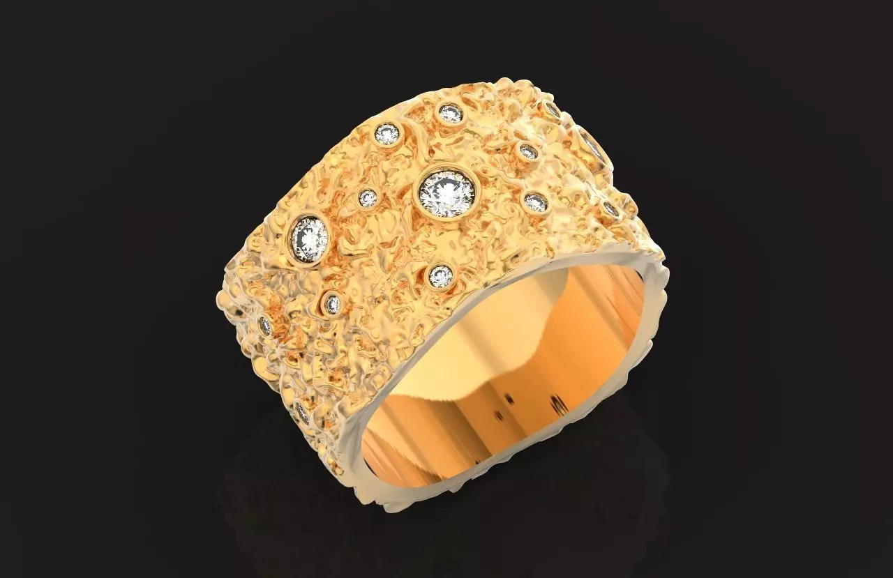 textured ancient Wedding Band 1105 3D print model