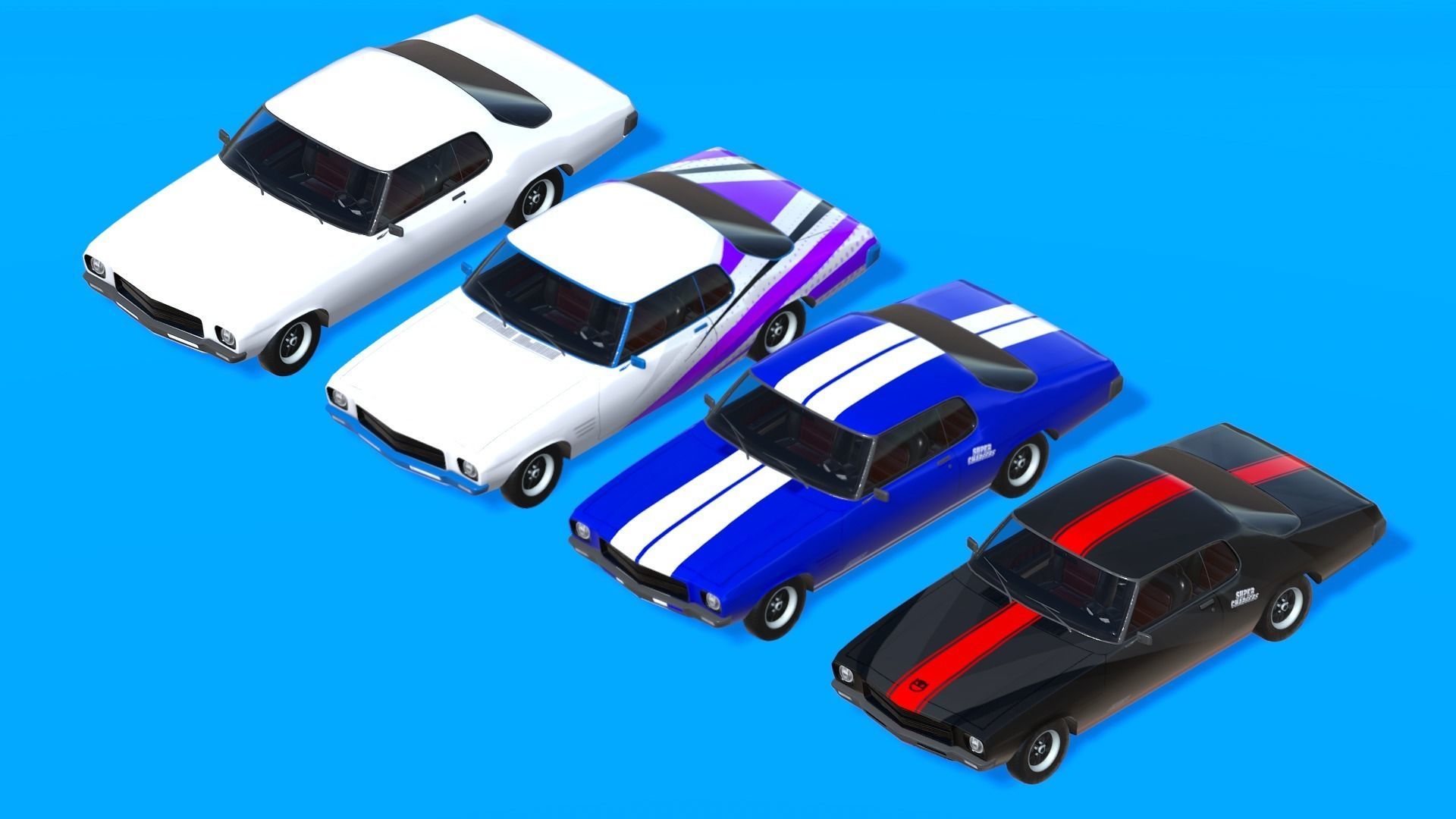 Cars Pack with Interior Low-poly 3D model_12