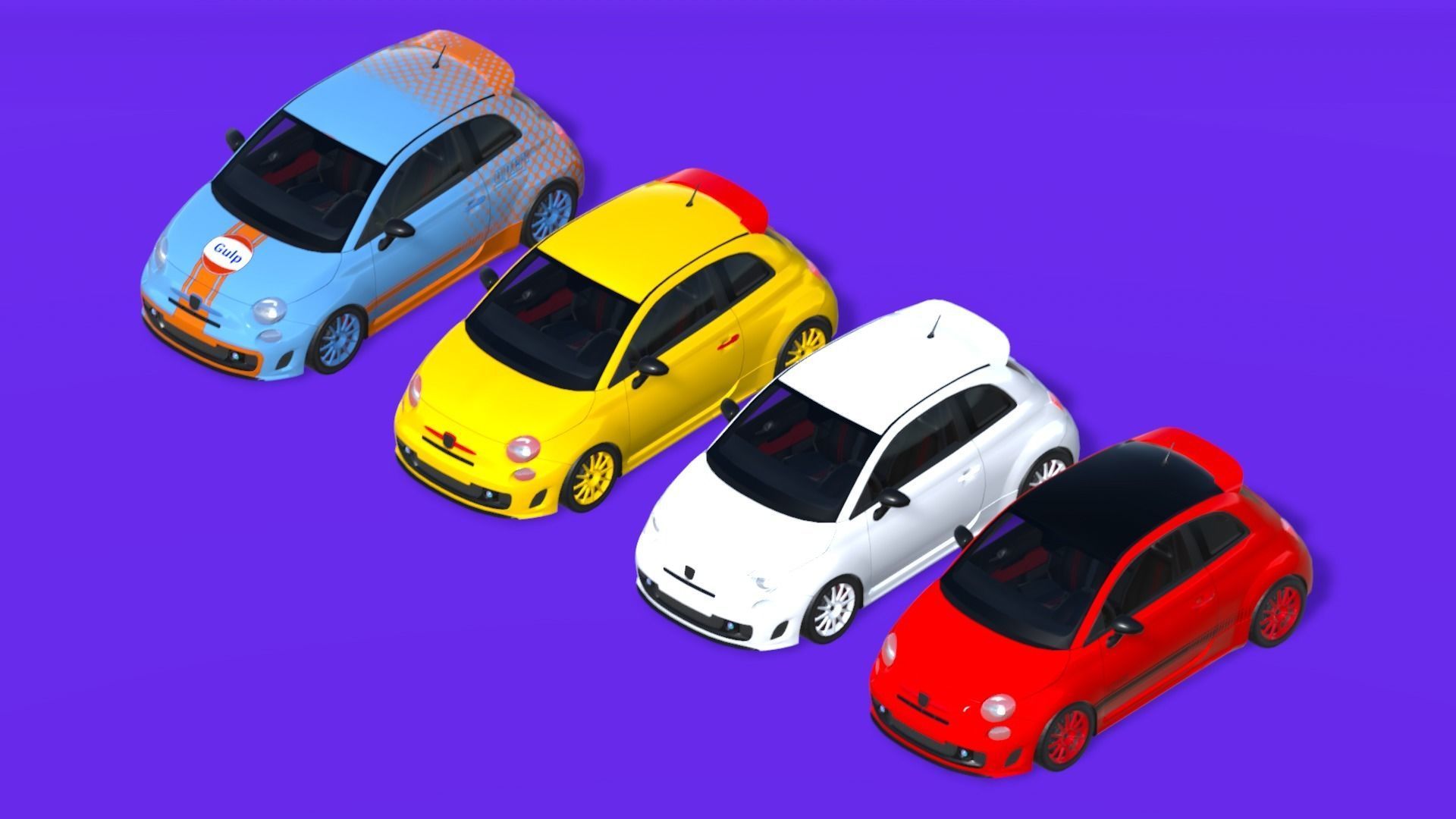 Cars Pack with Interior Low-poly 3D model_15
