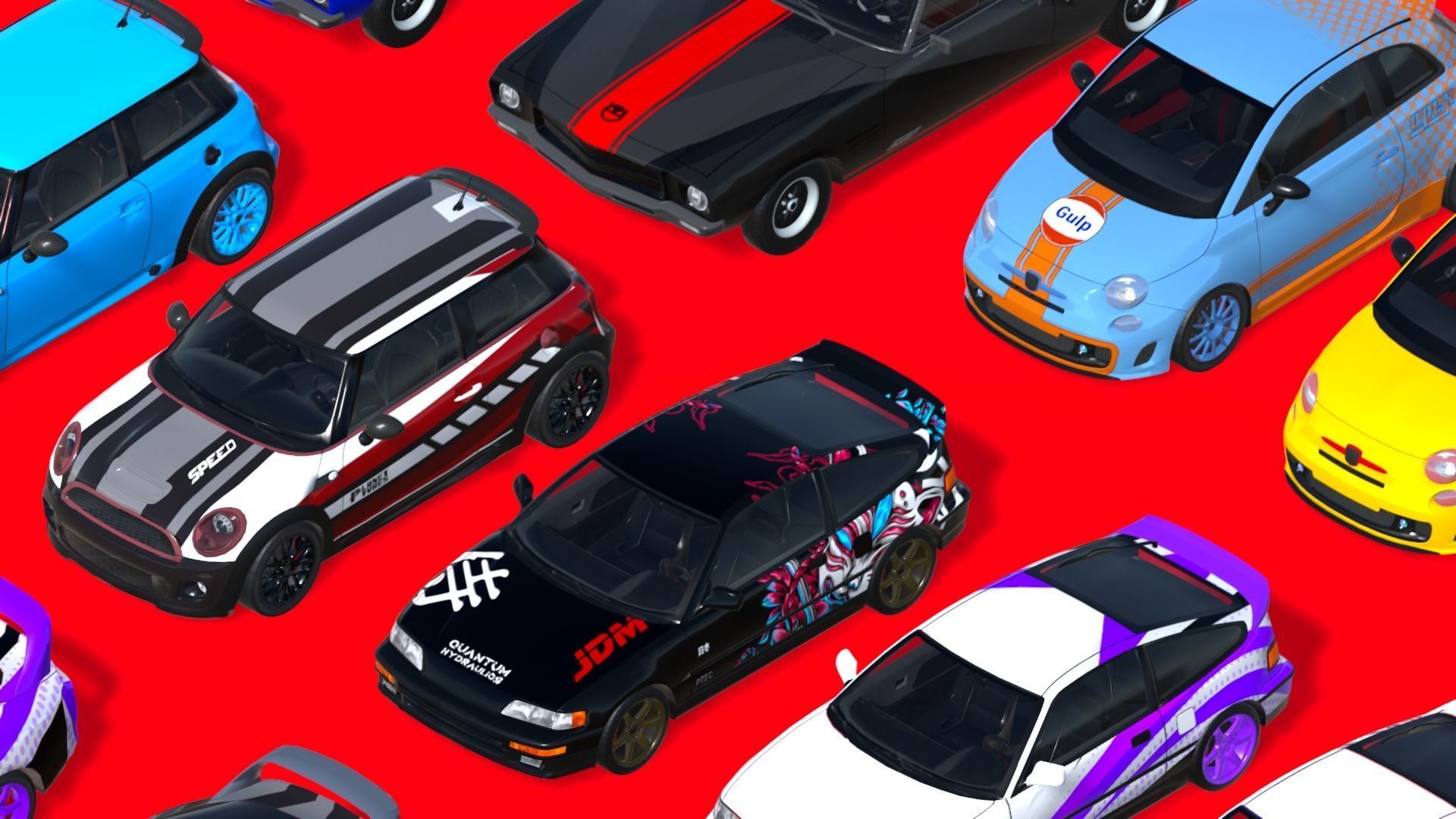 Cars Pack with Interior Low-poly 3D model_1