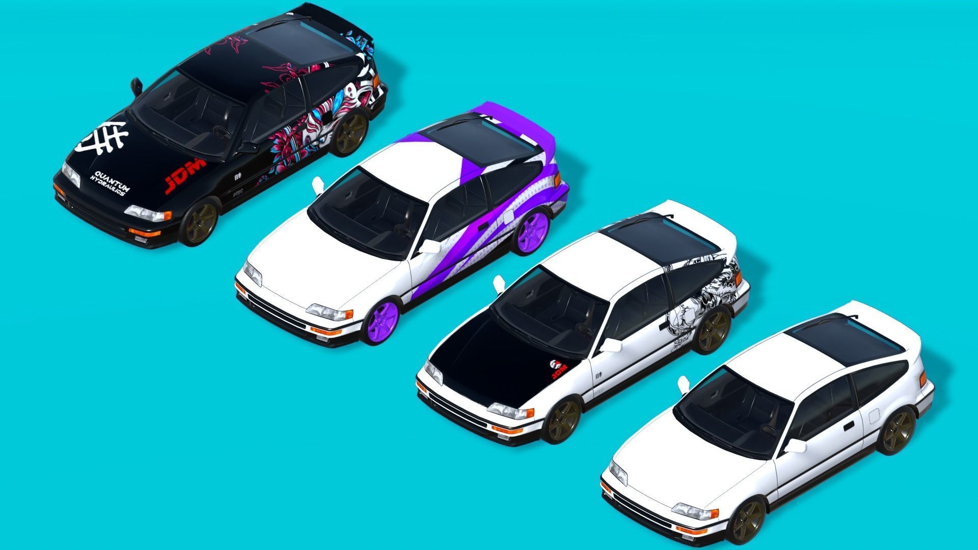 Cars Pack with Interior Low-poly 3D model_13