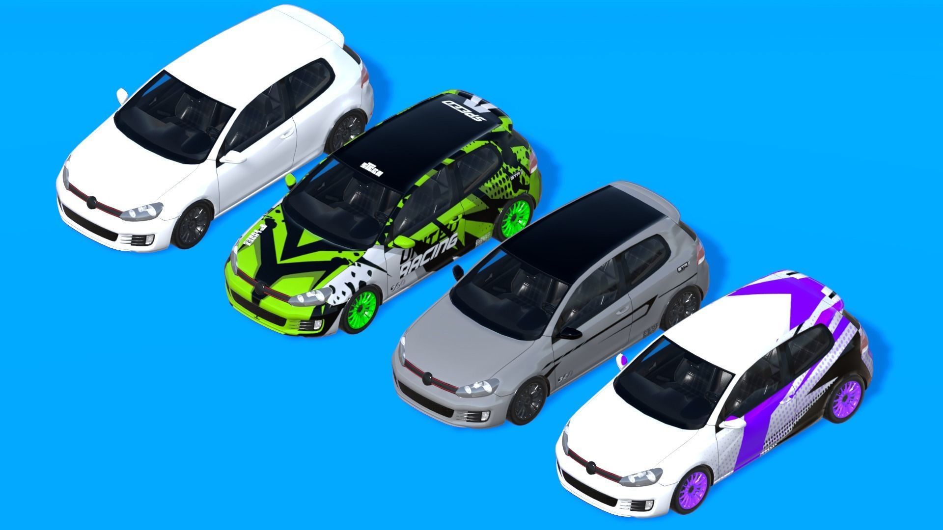 Cars Pack with Interior Low-poly 3D model_11