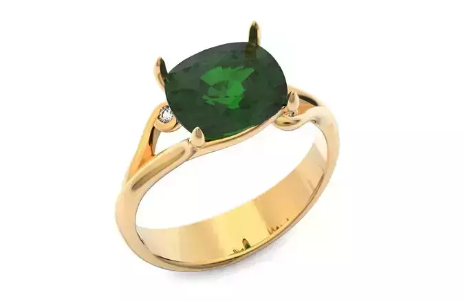 cushion ring cut natural gem four prong 1090 3D print model