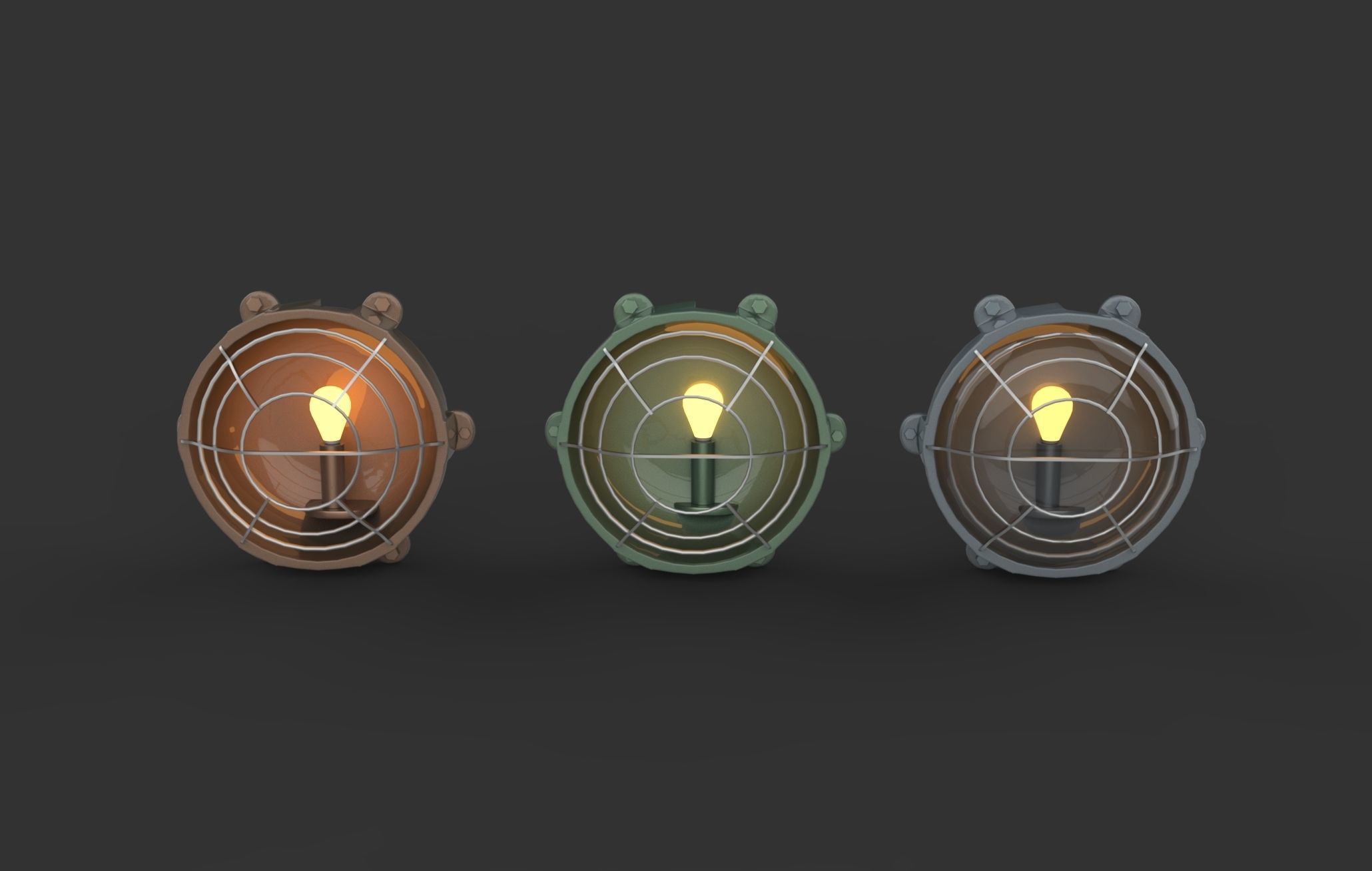 Industrial Wall Lamp 3D model_4
