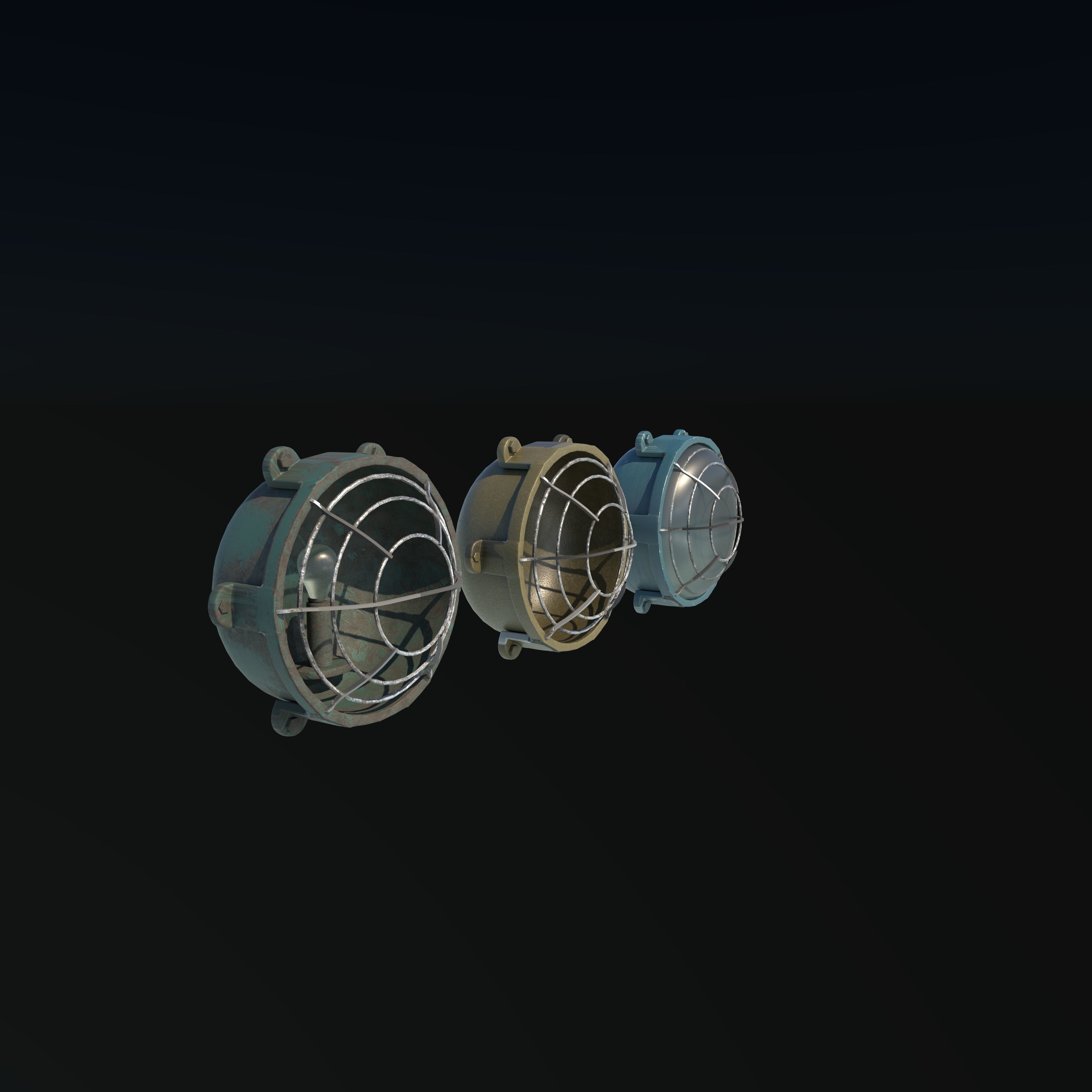 Industrial Wall Lamp 3D model_3