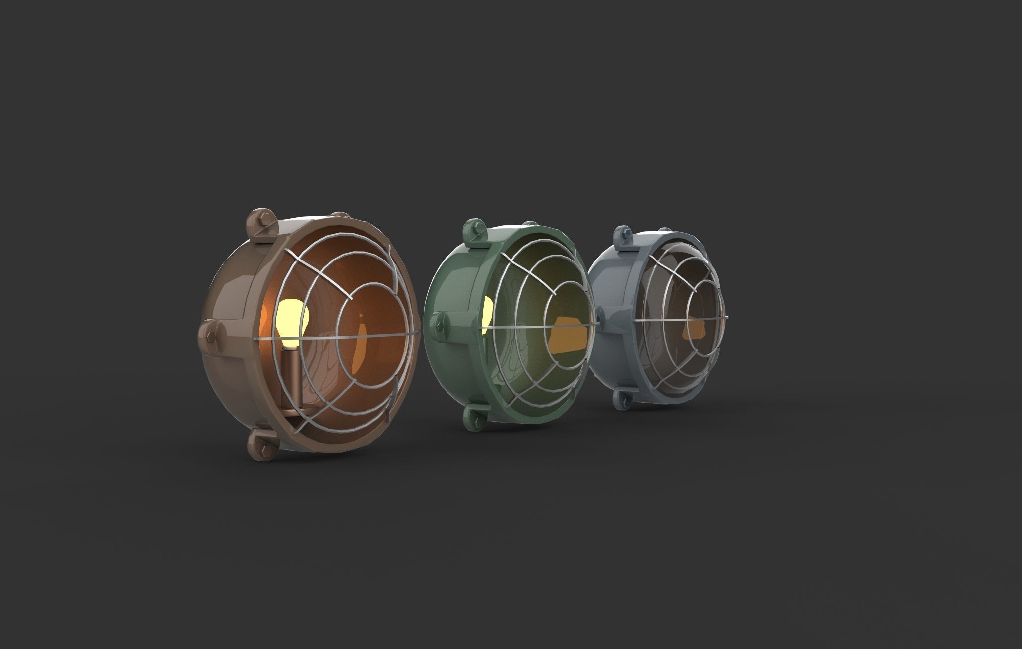 Industrial Wall Lamp 3D model_6