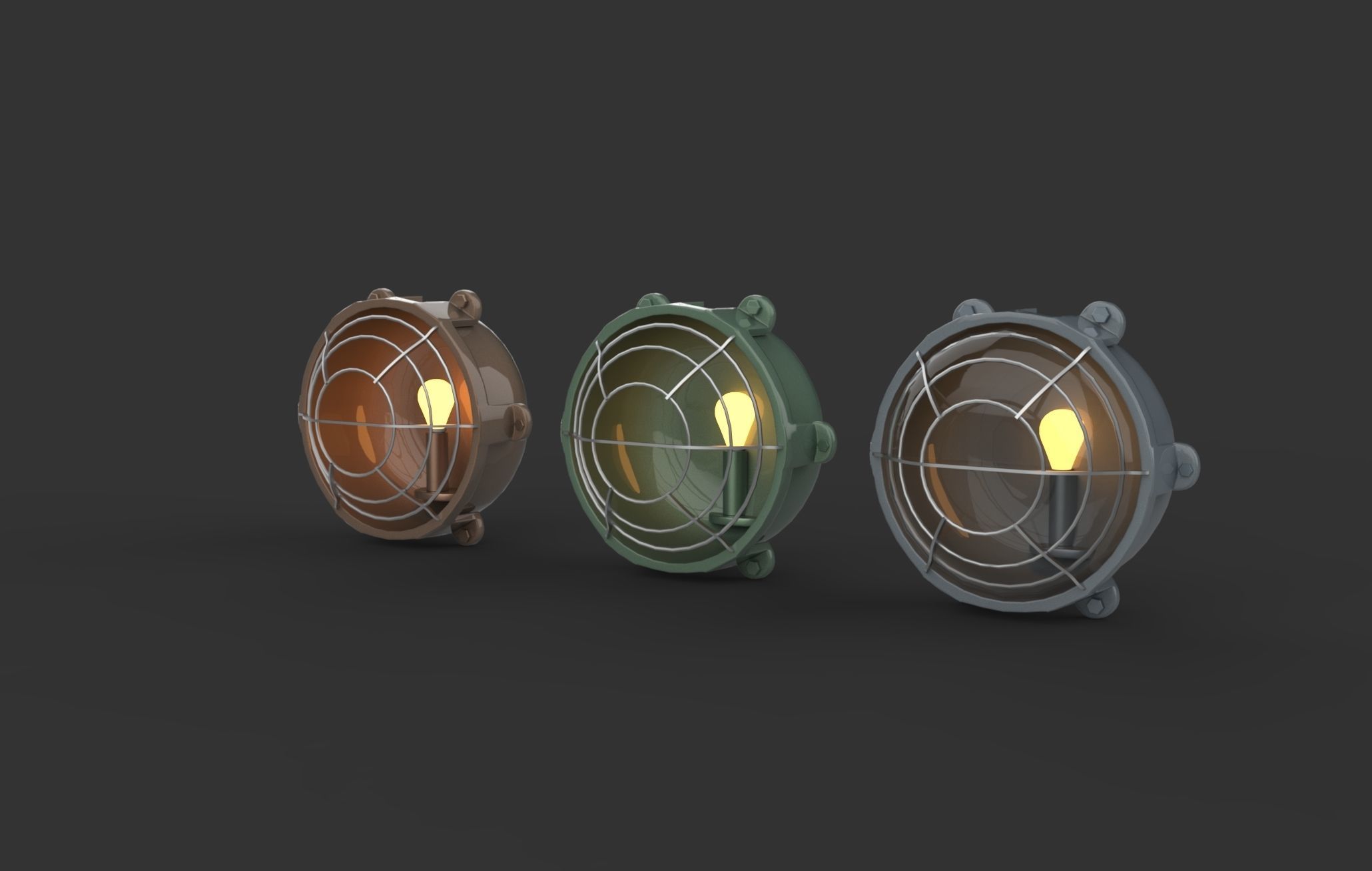 Industrial Wall Lamp 3D model_5