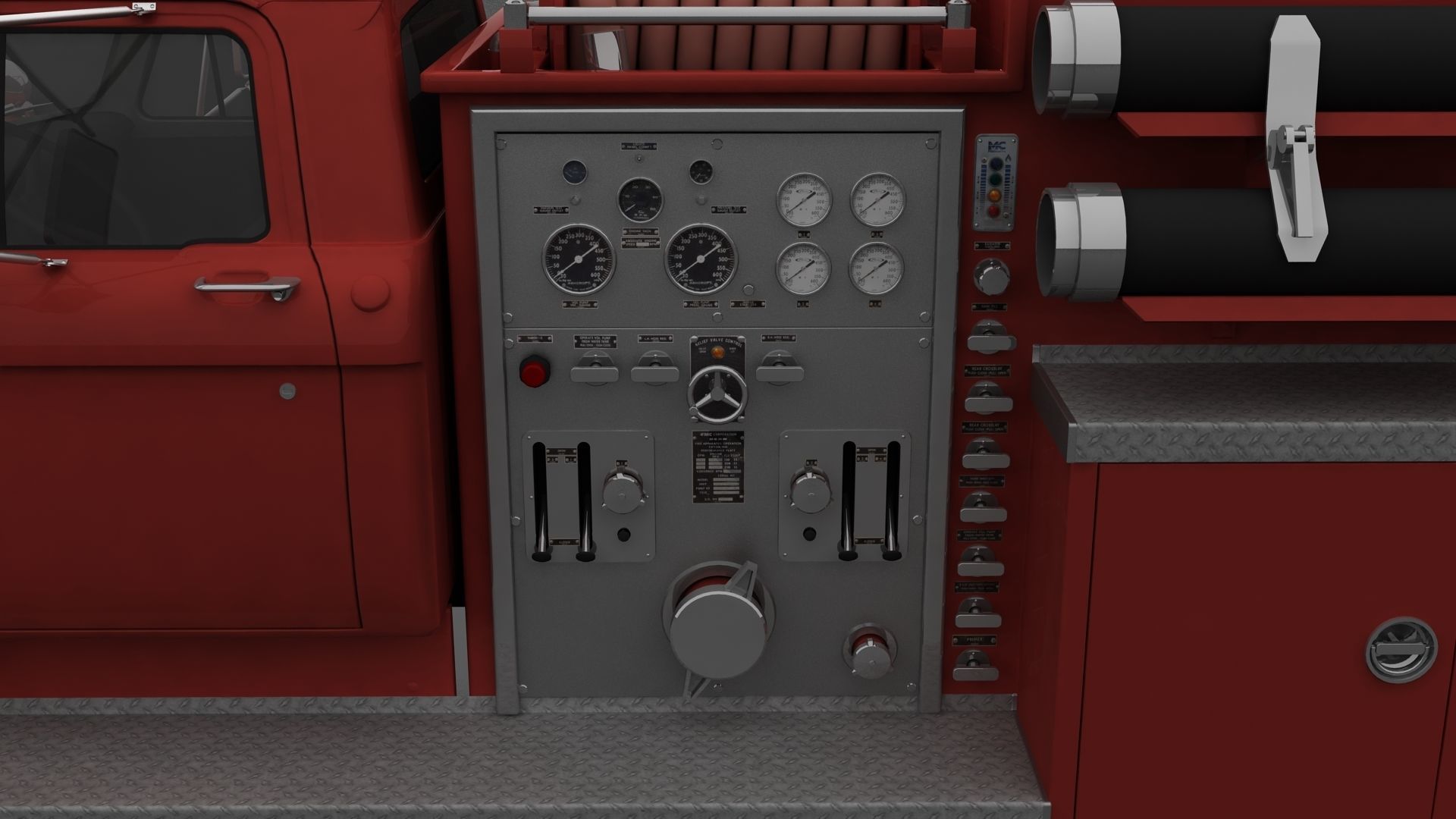 F-Series F-700 Fire Truck Unmarked Low-poly 3D model_8