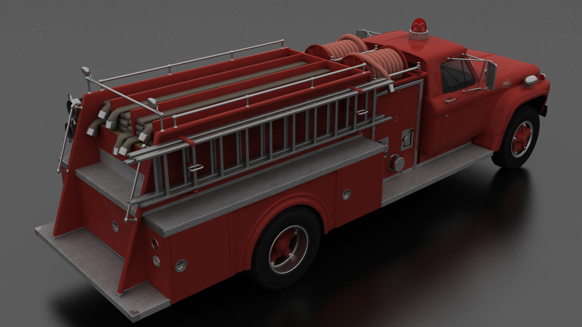 F-Series F-700 Fire Truck Unmarked Low-poly 3D model_4