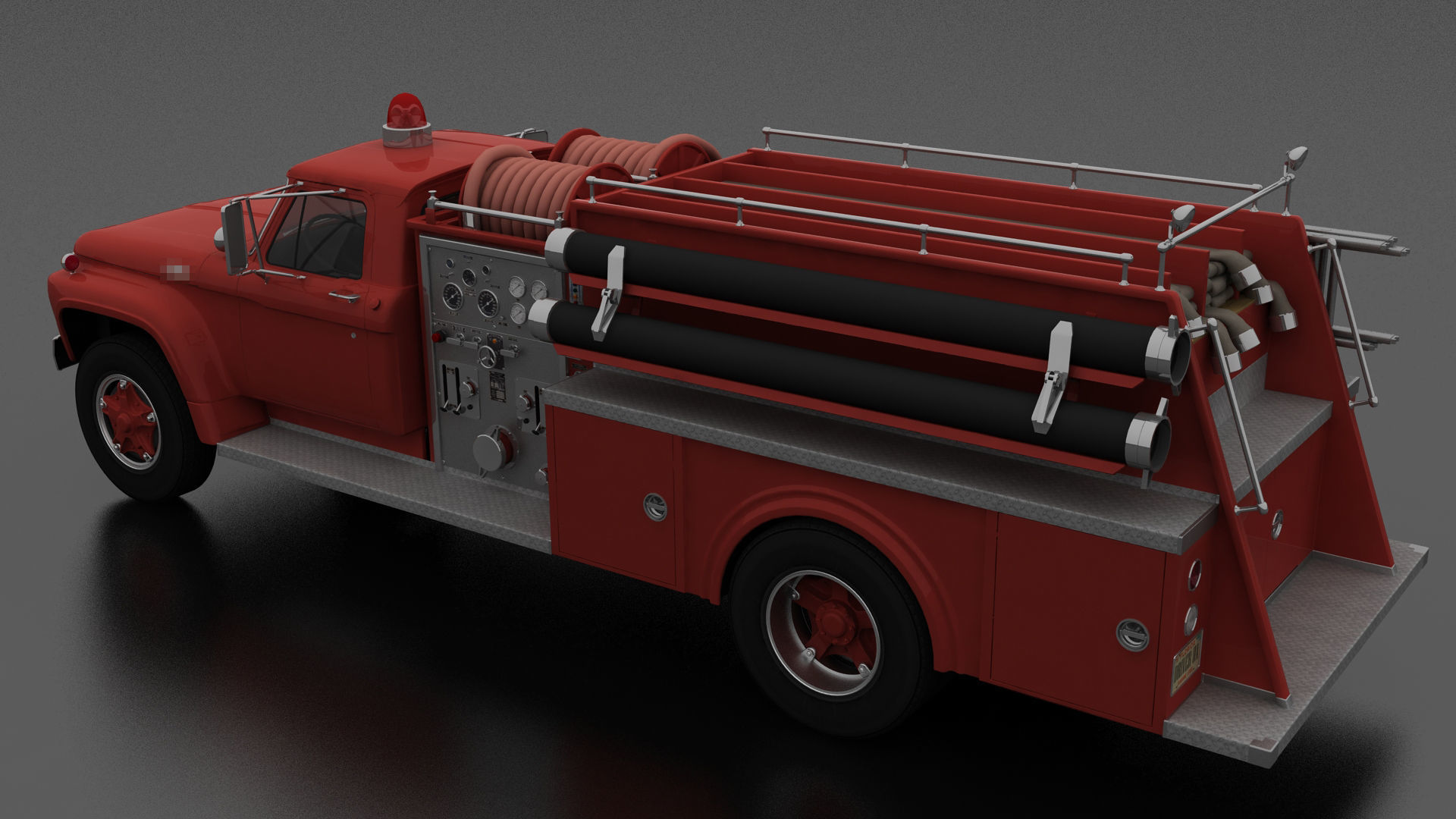 F-Series F-700 Fire Truck Unmarked Low-poly 3D model_2