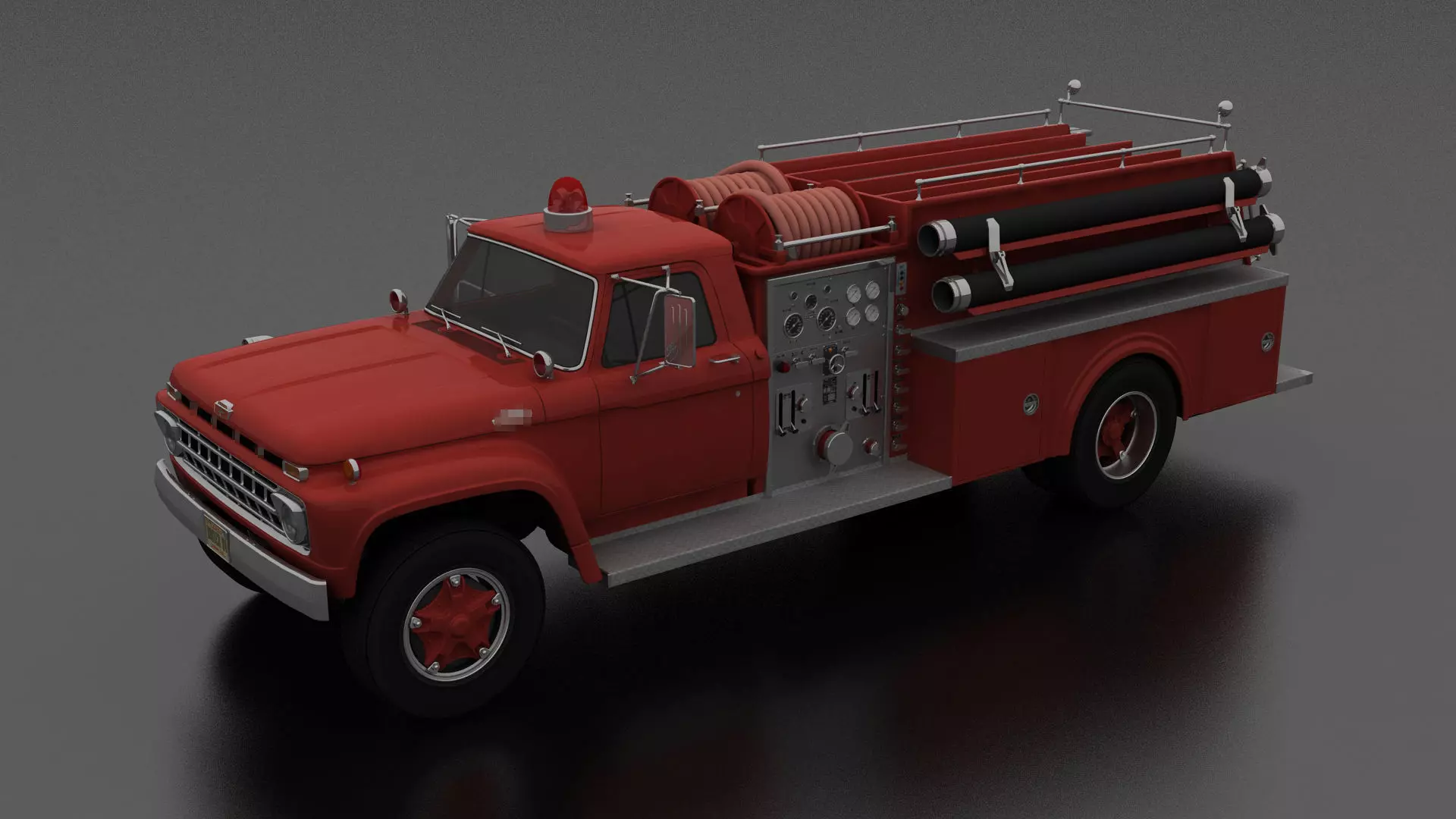 F-Series F-700 Fire Truck Unmarked Low-poly 3D model_0