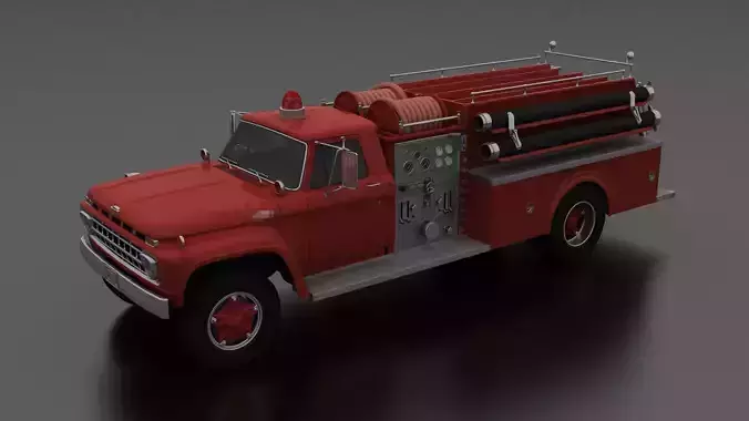 F-Series F-700 Fire Truck Unmarked Low-poly 3D model