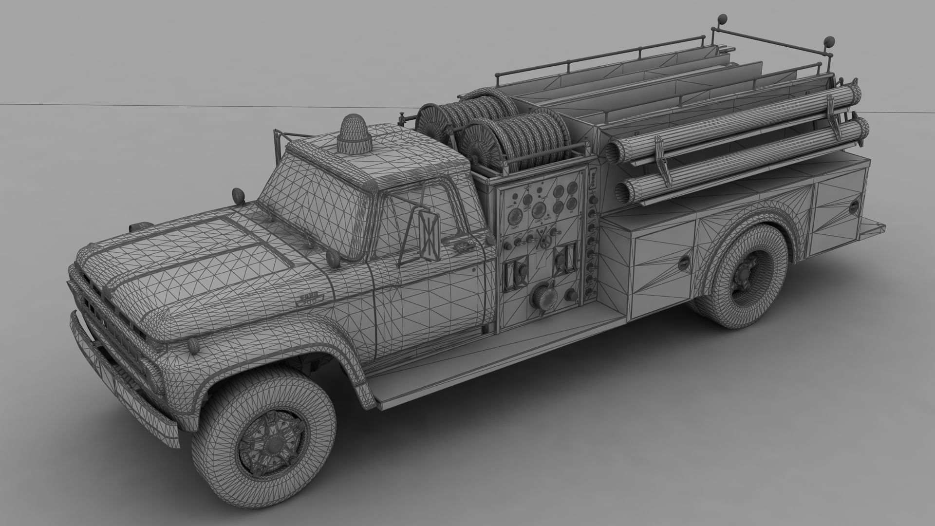 F-Series F-700 Fire Truck Unmarked Low-poly 3D model_10