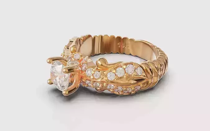 Art Nouveau  Engagement diamond ring with a touch of Art Deco