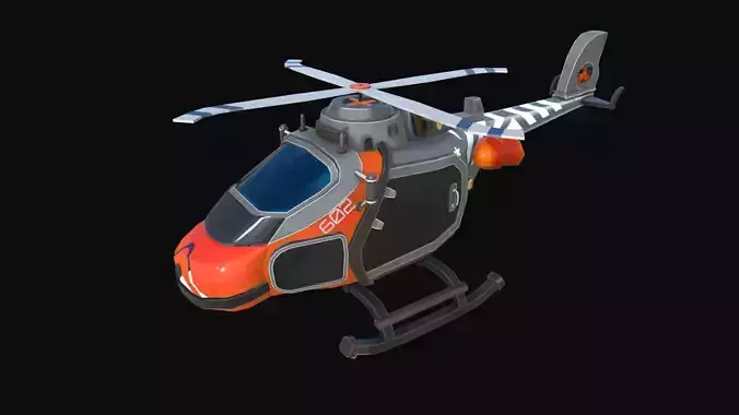 Low Poly Stylized Helicopter Game-Ready Model