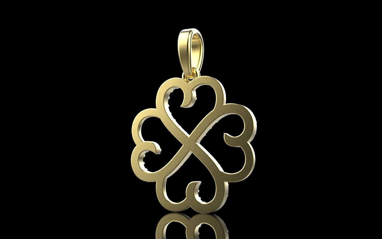 Heart clover pendant 3D print model_31