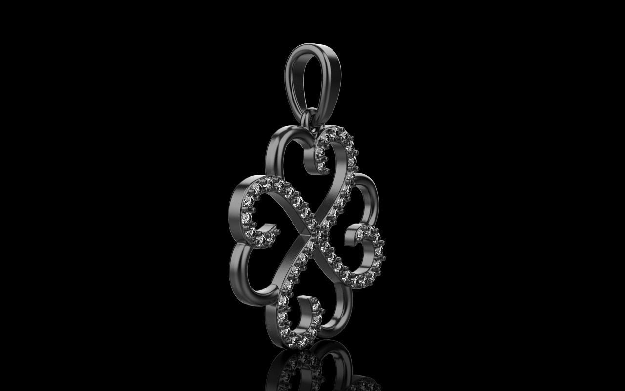 Heart clover pendant 3D print model_27
