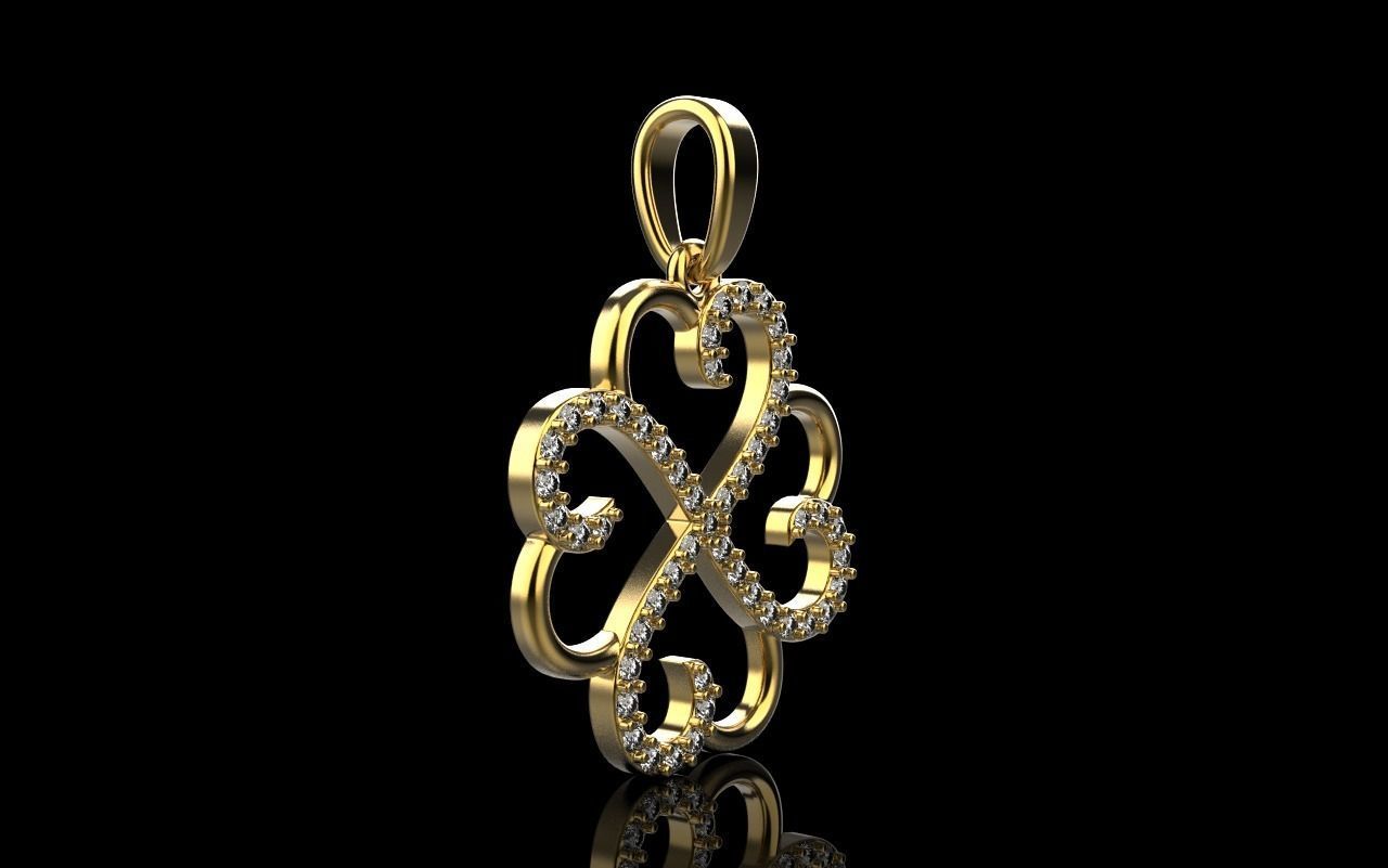 Heart clover pendant 3D print model_29