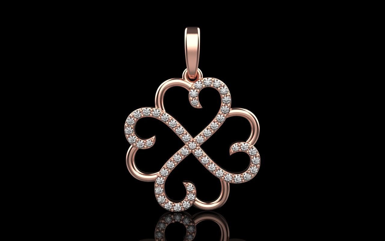 Heart clover pendant 3D print model_13