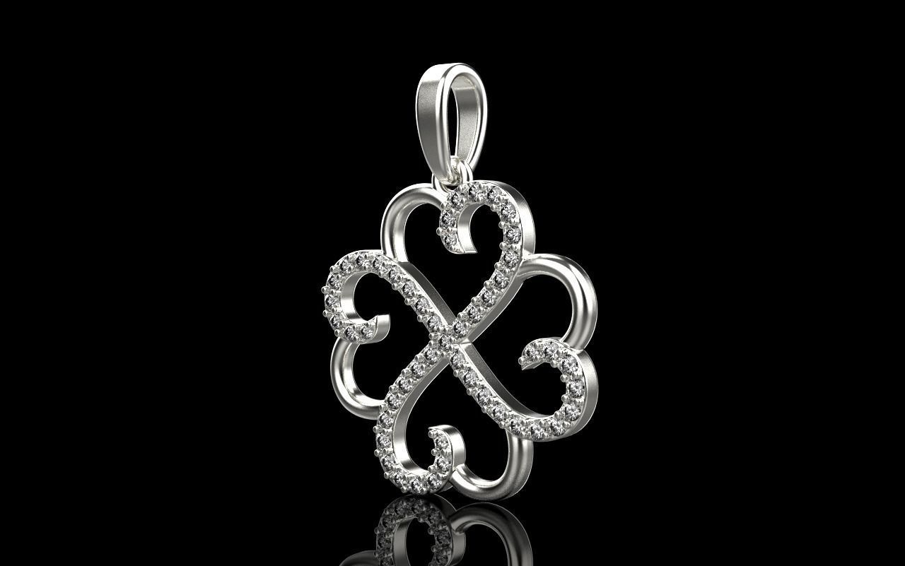 Heart clover pendant 3D print model_21