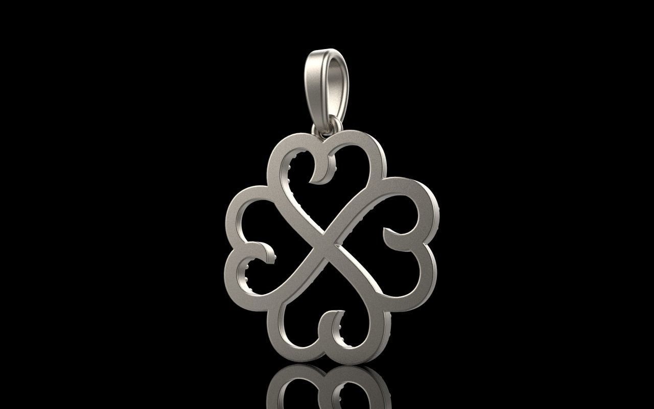 Heart clover pendant 3D print model_32