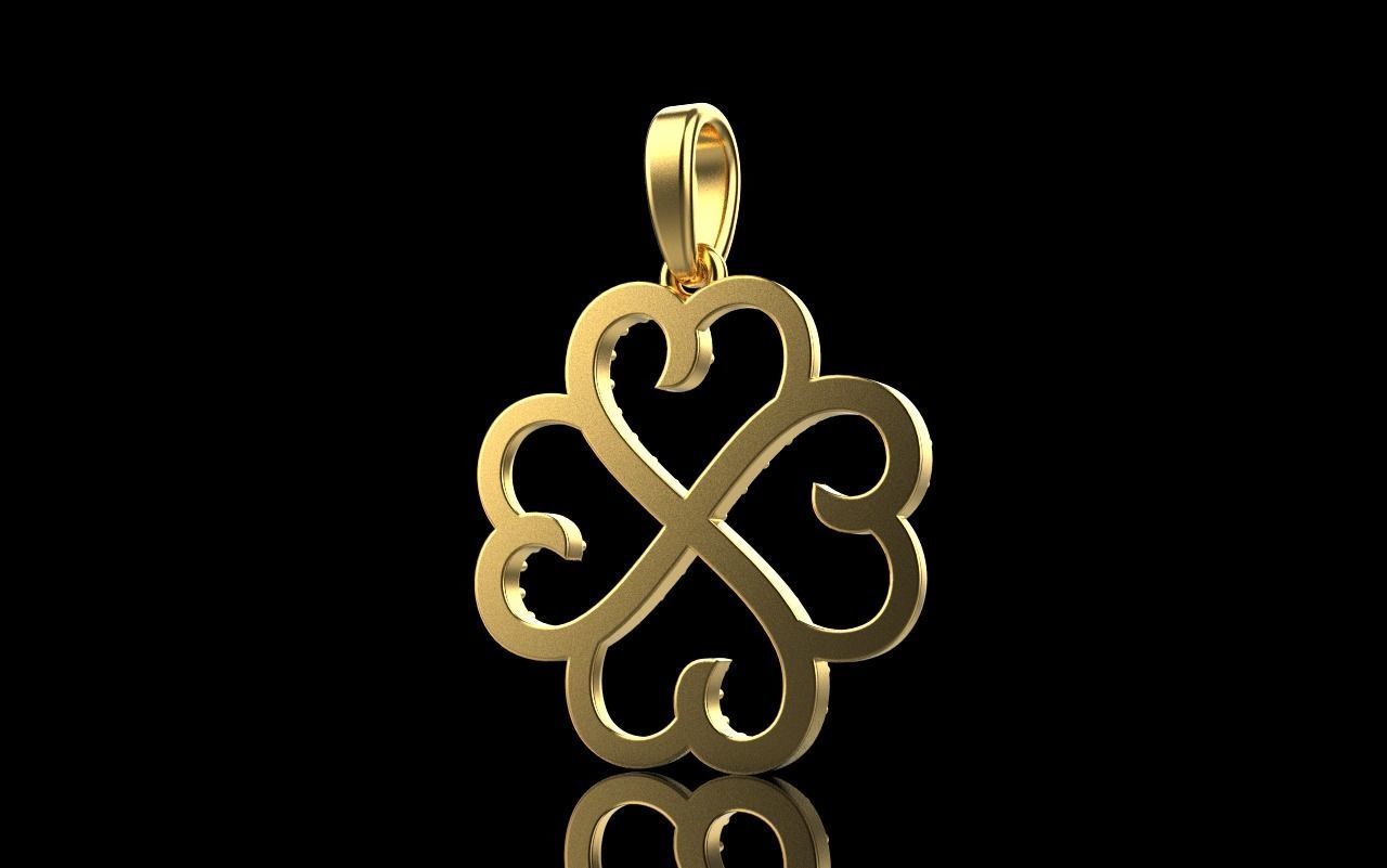 Heart clover pendant 3D print model_30