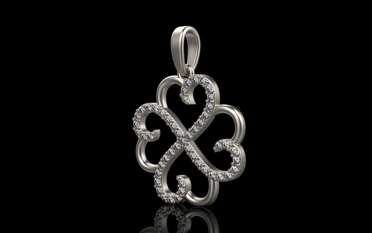 Heart clover pendant 3D print model_19