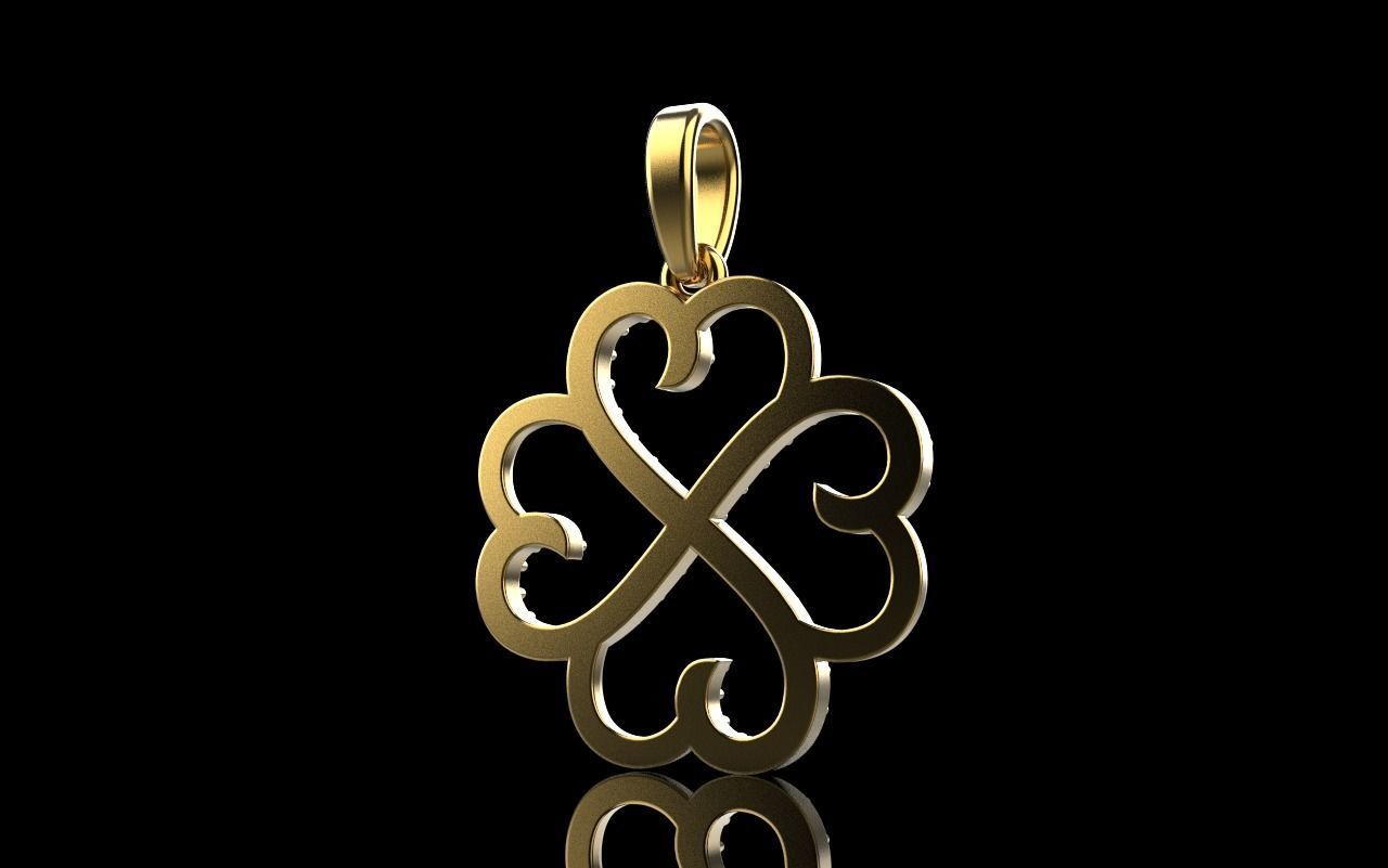 Heart clover pendant 3D print model_36