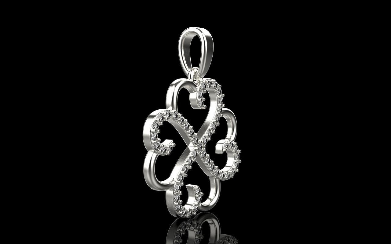 Heart clover pendant 3D print model_28