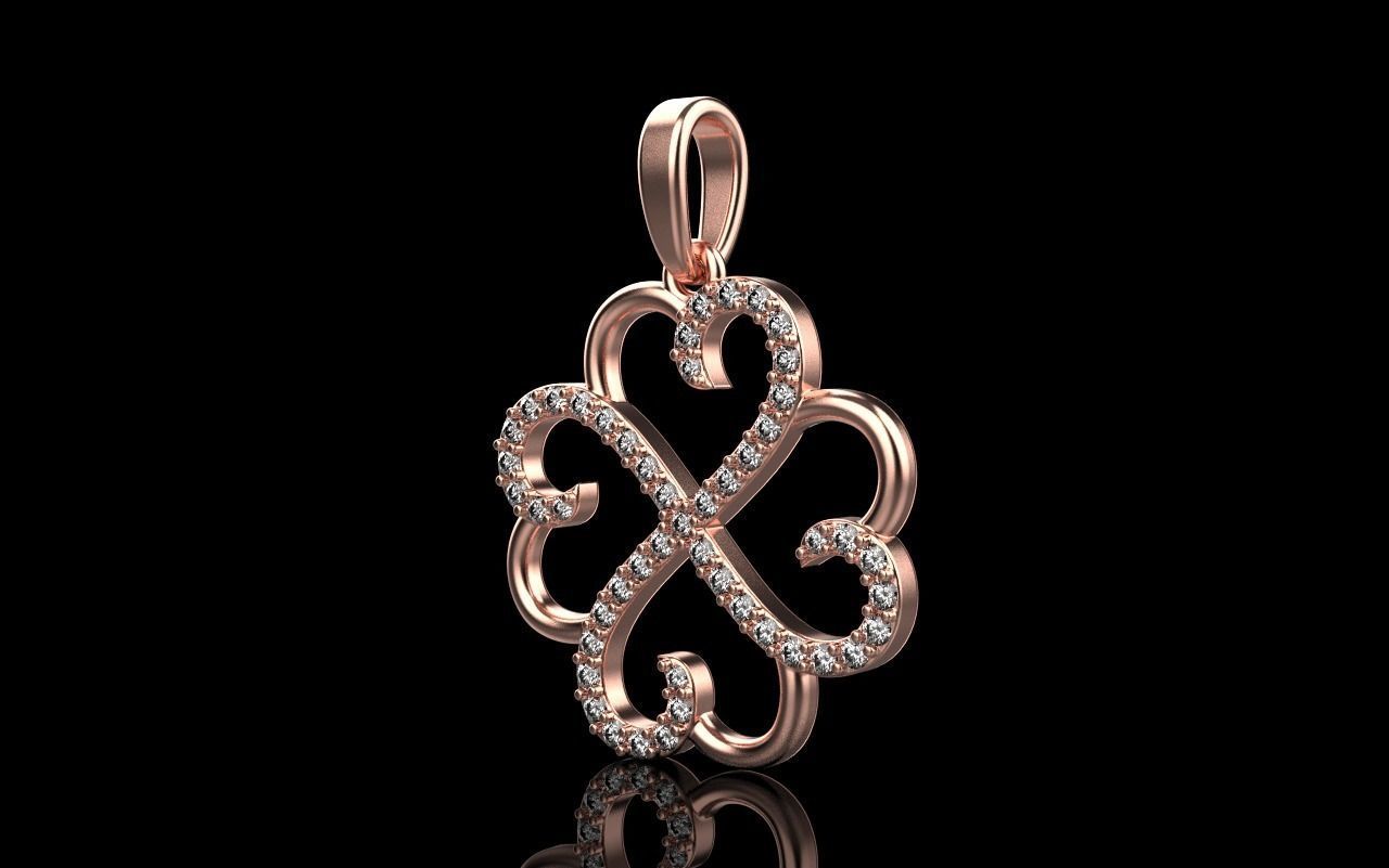 Heart clover pendant 3D print model_20