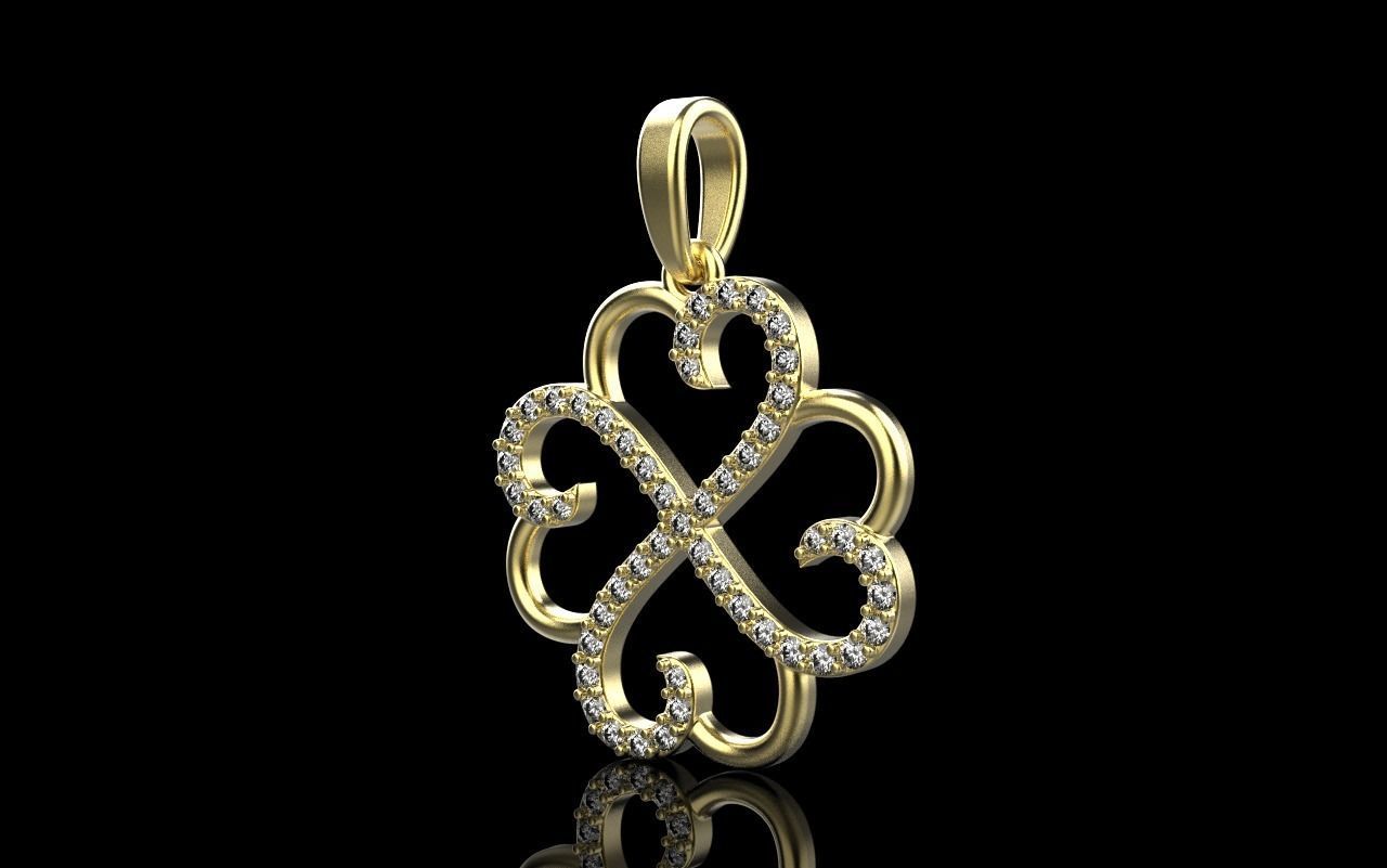 Heart clover pendant 3D print model_18