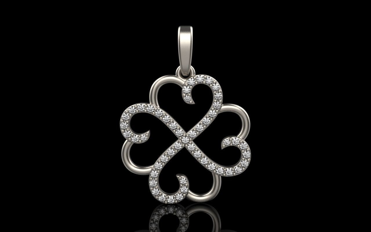 Heart clover pendant 3D print model_1